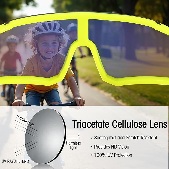 COASION Kids Baseball Sunglasses - Baseball Sunglasses for Boys Girls With Strap - Sports Softball Shades Age 3-10