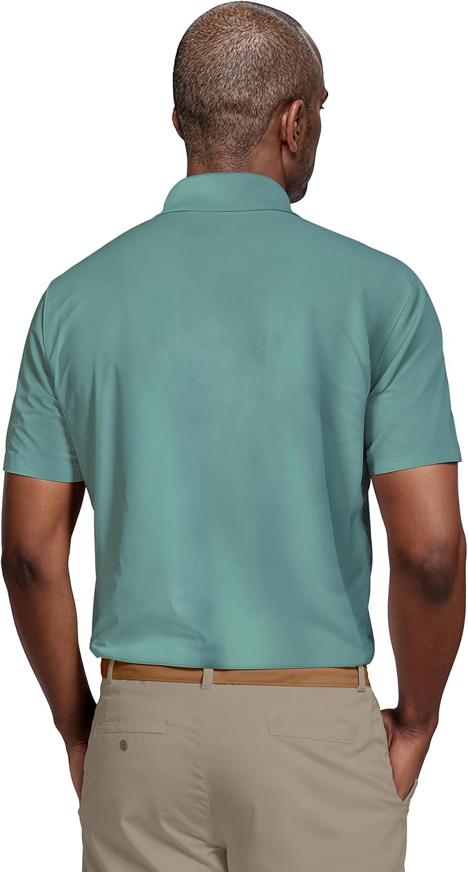 PGA TOUR Men's Airflux Solid Mesh Short Sleeve Golf Polo Shirt