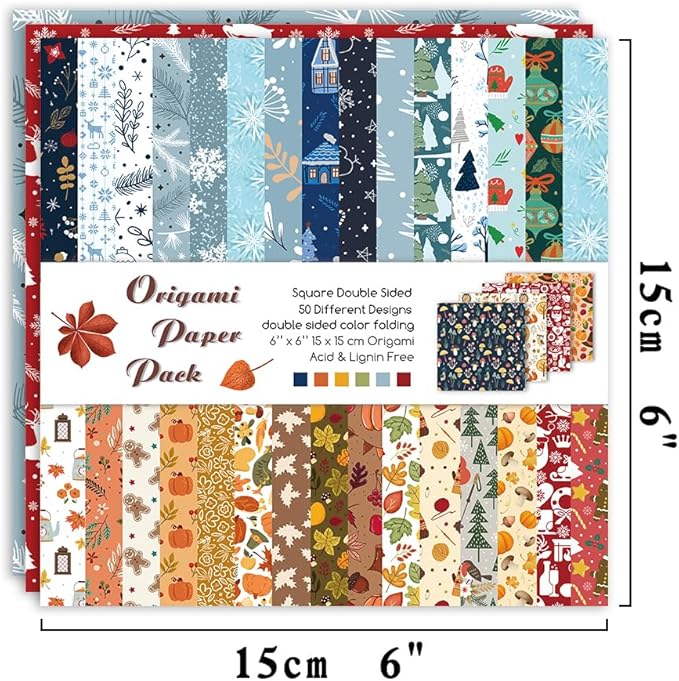 Origami Paper Kit 50 Sheets 70GSM 6 Inch Square Double Sided Color 50 Vivid - Image 2