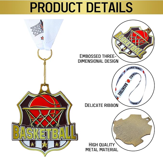 Ecation Medals with Neck Ribbons Soccer Awards Medals Baseball Team Awards Softball T-Ball Flag Football Trophy for Kids Sports Competitions Celebration Gift