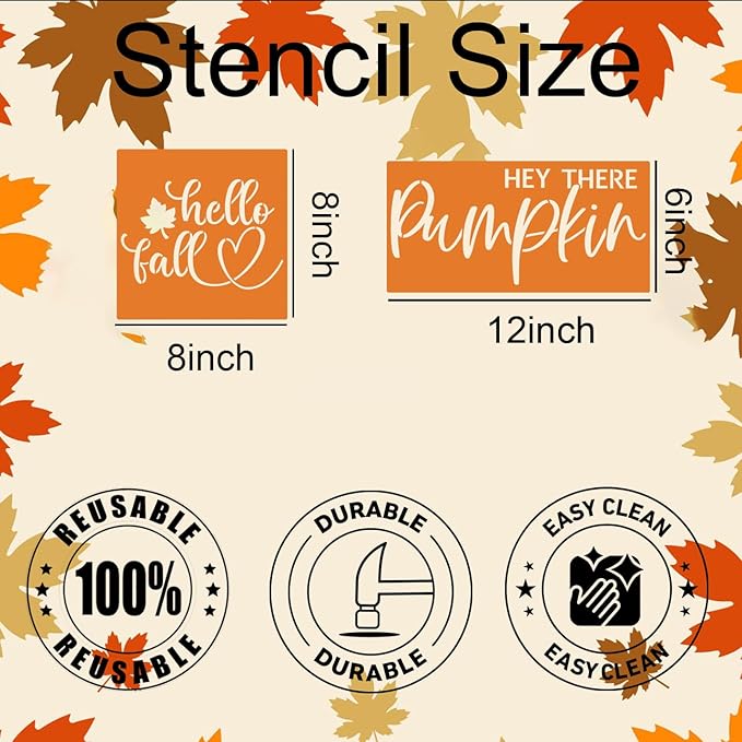 Fall Stencils for Crafts Reusable Pumpkin Stencil Hello Fall Stencils for - Image 2
