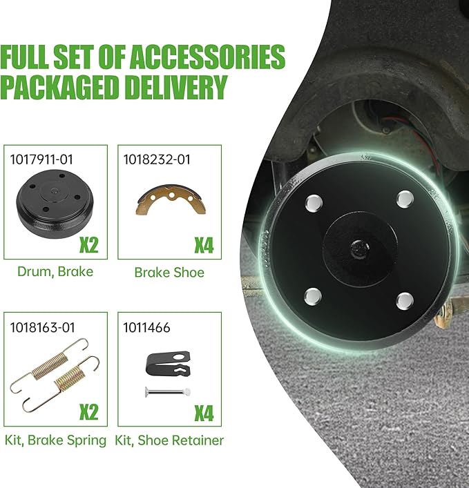 10L0L Golf Cart Brake Drums & Brake Shoes Spring Kit for Club Car DS 1995-Up and Precedent 2004-Up Gas and Electric Golf Carts, Replace OEM 101791101 1018232-01 10603 1011466/10181630
