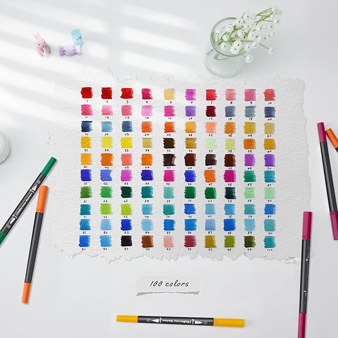 Ohuhu Markers for Adult Coloring Books No Bleeding 100 Colors Coloring Markers - Image 2