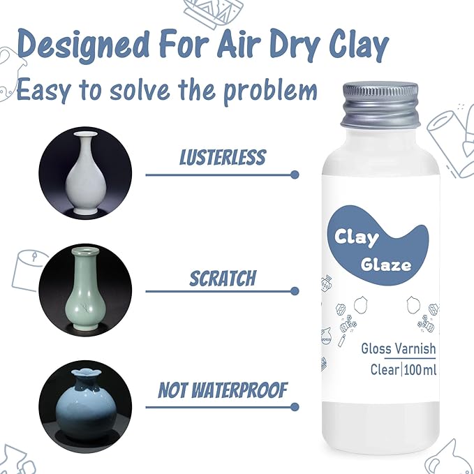 Air Dry Clay Glaze 100ml, Clay Varnish - Image 5