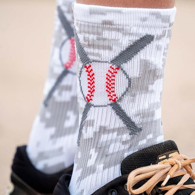 ChalkTalkSPORTS Baseball Socks - Performance Socks for Baseball Players - Crossed Bats - Youth and Adult Sizes