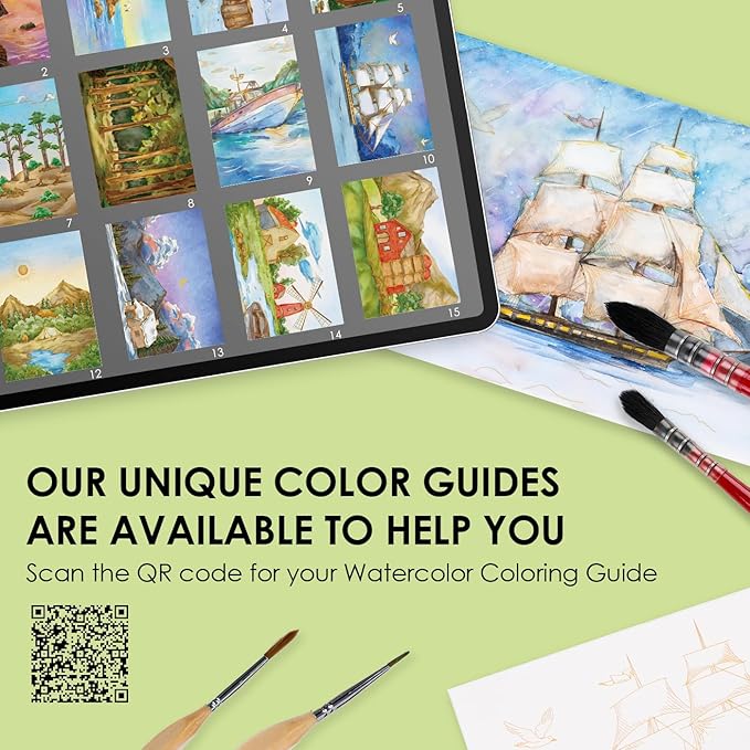 Grabie Watercolor Coloring Book, 15 Sheets A5, Watercolor Book - Image 6