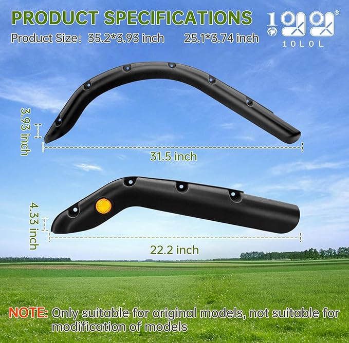 10L0L Upgraded Golf Cart Fender Flares for EZGO TXT 1998-2013 Gas/Electric (Not Fits 48V Electric), with Stainless Steel Screws, Set of 4(Only Fit Original Models)