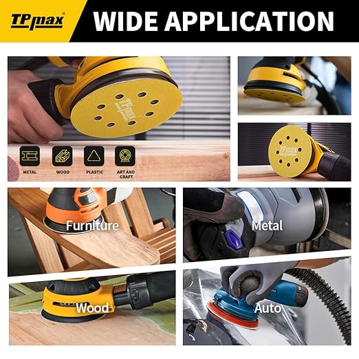 100PCS 5 Inch 80 Grit 125mm 8 Hole Sanding Discs Sandpaper - Image 5