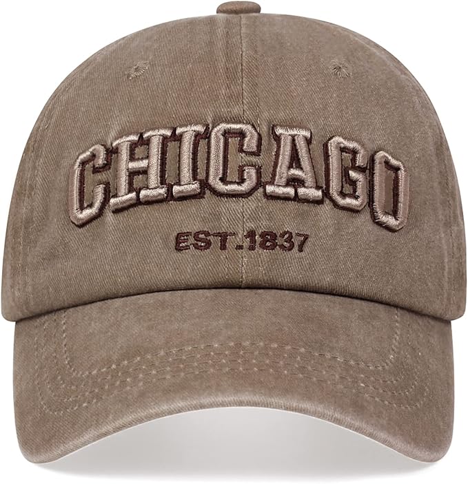 Chicago Hat for Men Women 3D Embroidery Vintage City Dad Hats Baseball Cap