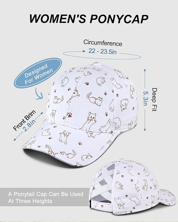Flafens High Ponytail Hats for Women Baseball Caps - Cute Summer Adjustable Criss Cross Sports Running Pony Tail Hat Ladies