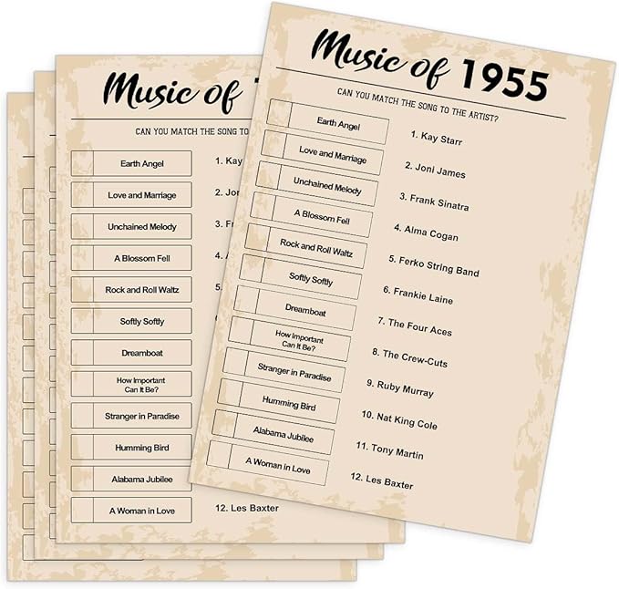 QUPT 70th Birthday Party Games, Music of 1955 Games, Birthday Party Supplies by QUPT
