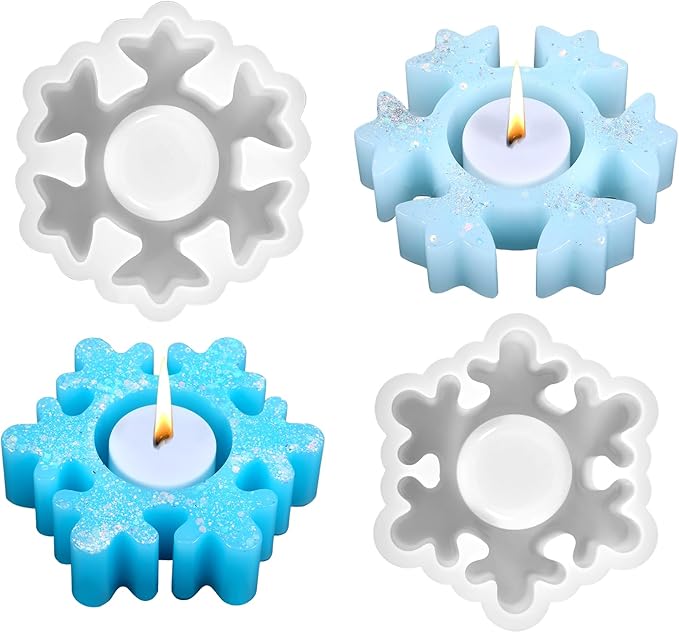 2PCS Christmas Resin Molds Snowflake Silicone Resin Mold by Unknown