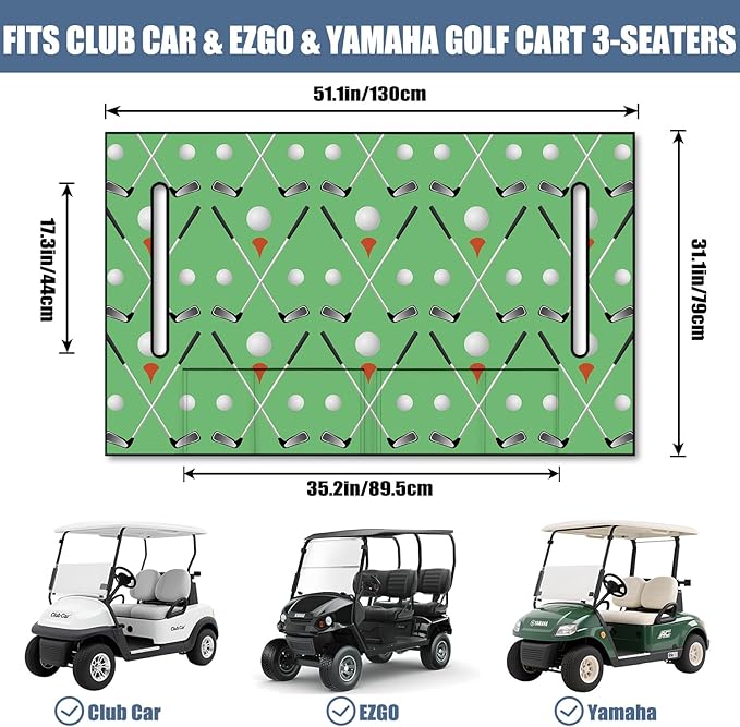 Golf Cart Seat Covers, Golf Cart Seat Towel Blanket for 2-Seat Golf Carts, Breathable Golf Cart Seat Cushions Golf Club Car Accessories 51'' x 31''