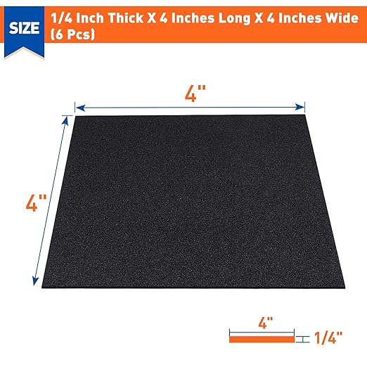 MAGZO 6Pcs Adhesive Foam Padding 1/4 in Thick X 4 in X 4 in, Closed Cell Foam - Image 2