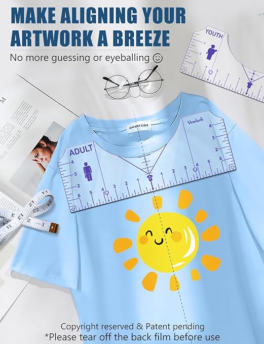 Vowlove Tshirt Ruler Guide for Vinyl Alignment, T Shirt Ruler to Center Designs - Image 2