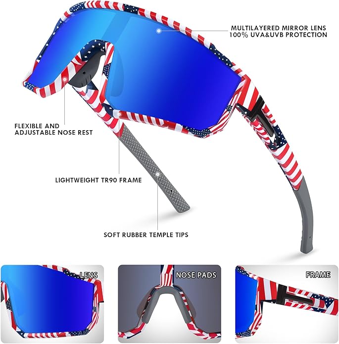 MVPTGRS Youth Baseball Sunglasses for Boys Girls Age 8-14 TR90 Frame Kids Sport Sunglasses for Softball Cycling Baseball Golf