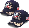 2 Pack 250 Anniversary USA Hat Embroidered Eagle & Liberty，Adjustable Patriotic American Flag Baseball Caps for Men Women