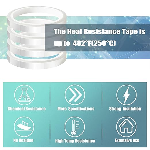 4 Rolls 10mm x33m Clear Heat Tape, Transparent High Temperature Heat Resistant - Image 6