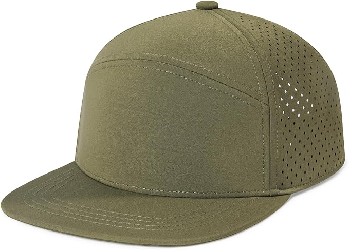 FEINION Men Flat Brim Adjustable Performance Hat Snapback Laser Perforated Baseball Cap