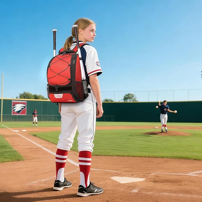 DAFISKY Baseball Bag Softball Backpack - Youth Adult T Ball Bat Equipment Bag with Bat Helmet Holders, Shoe Compartment