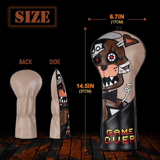Big Crazy Golf Headcovers - Funny Golf Club Covers - Driver Headcover with Tour Grade PU Leather - Golf Driver Headcover, Waterproof Golf Head Covers, Soft Lining Golf Gift