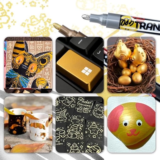 TRANSON 2 Gold Permanent Paint Markers - Image 3