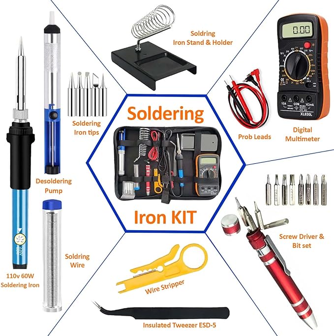 Electric Sodering Iron Kit set 110V 60W Adjustable Temperature Soldering Iron - Image 14