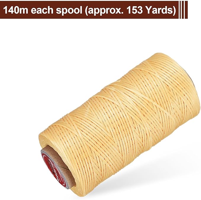 uxcell Flat Leather Sewing Waxed Thread, 140m / 153 Yards Polyester Wax String - Image 3