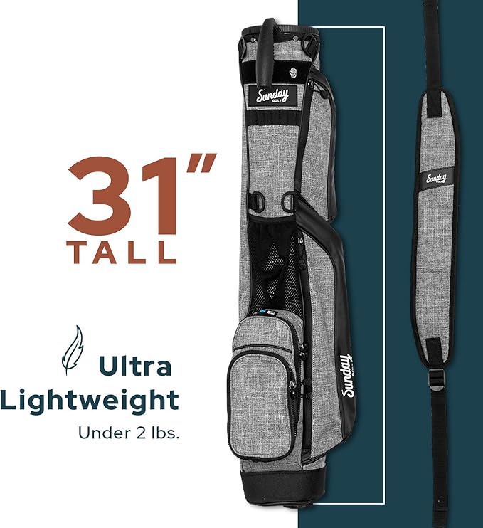The Original Sunday Golf Loma Bag – Lightweight Golf Bag with Strap & Stand, Easy to Carry Pitch n Putt Stand Bag for Driving Range, Par 3 & Executive Courses, 31 Inches