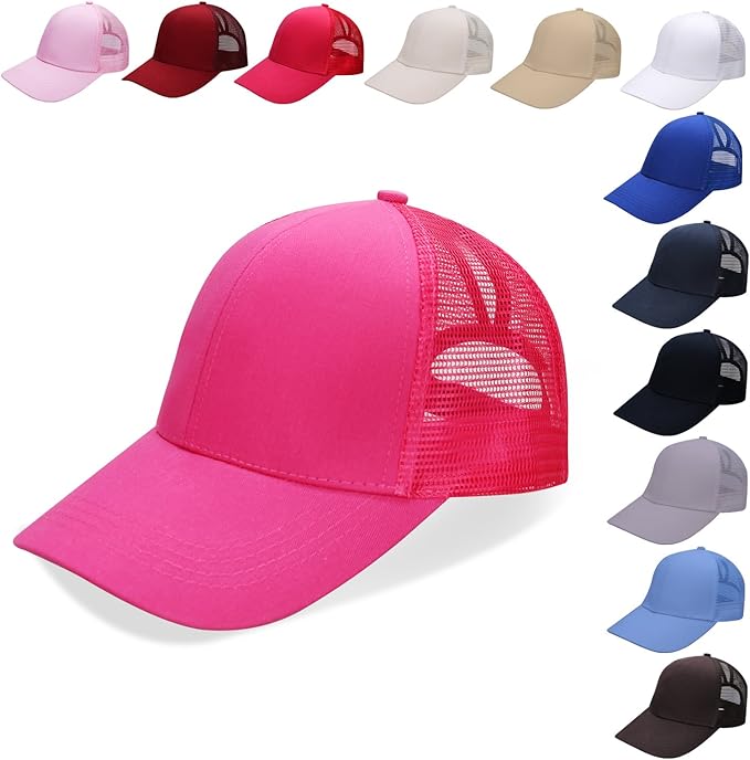 Criss Cross Hat Washed Distressed Baseball Cap Ponytail Hat High Messy Bun Ponycap for Women