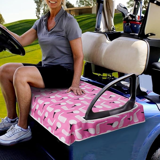 Golf Cart Seat Covers Club Car Golf Cart Accessories for Men Women Golf Carts Seat Towel Blanket 2-Seat Golf Cart Decorations