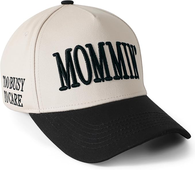 Mommin Trucker Hat, Mothers Day Gifts for Mom Wife, Vintage Two Tone Ponytail Baseball Cap, Adjustable Embroidered Hat