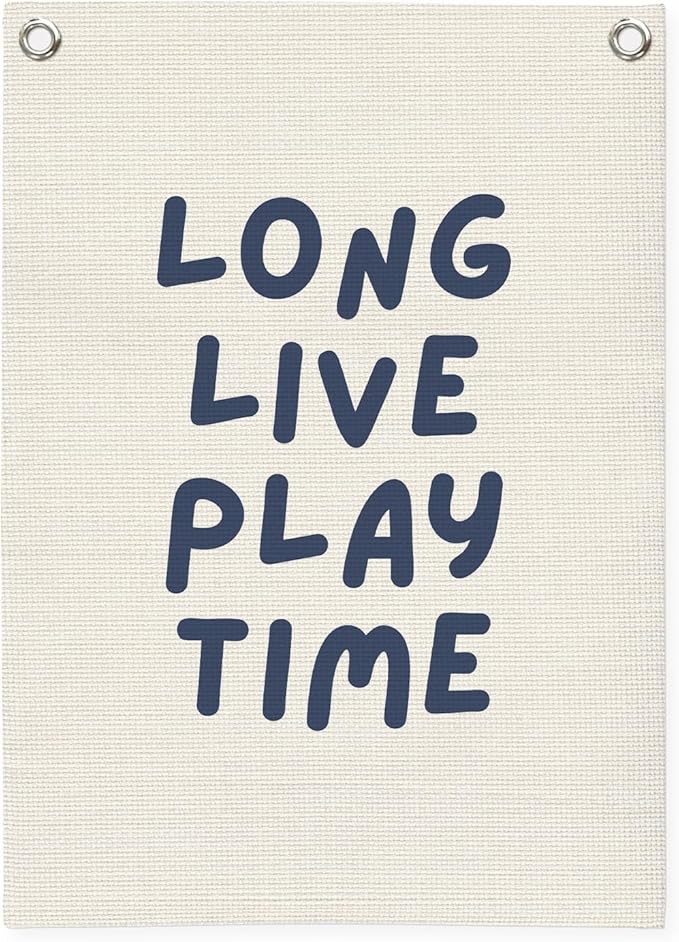 Play Room Wall Decor, Long Live Boyhood Linen Canvas Banner, Playroom Decor by Unknown
