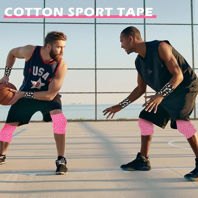 TrelaCo 1 Pcs Wrist Tape Baseball Cross Christian Athletic Tape 2in x 23ft Sports Wrap Cotton for Football Hockey Soccer Baseball Fingers Ankles Wrist Injury Wrap (Coconut Tree,Pink)