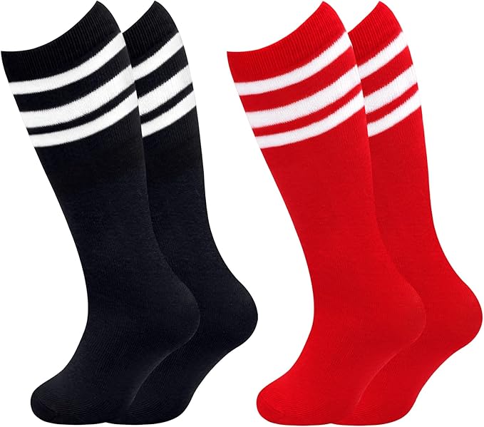 Sarfel Kids Soccer Socks Toddler Soccer Socks Girls Boys Soccer Socks Kids Tube Socks with Stripes Toddler Knee High Socks
