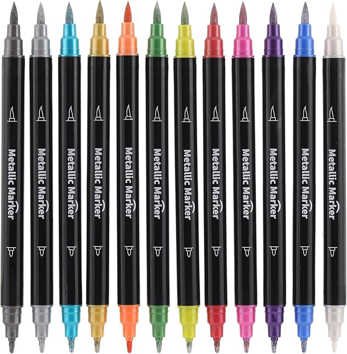 Colourcolor Pack of 12 Metallic Marker Pens - Image 9