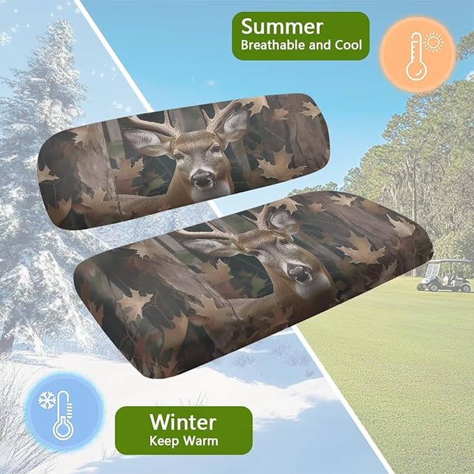 Suobstales Golf Cart Front and Rear Seat Cover Set for EZGO TXT RXV & Club Car DS 2 Passenger, Washable Bench Seat Covers Kit