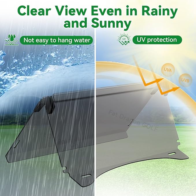 Panglong Precedent Golf Cart Tinted Windshield with all Windshield Clips, Fold Down Windshield Anti-UV Impact Resistant, Fit 2004-Up Club Car Precedent, Tempo, Onward Golf Carts-37.59"W X 33.97"H