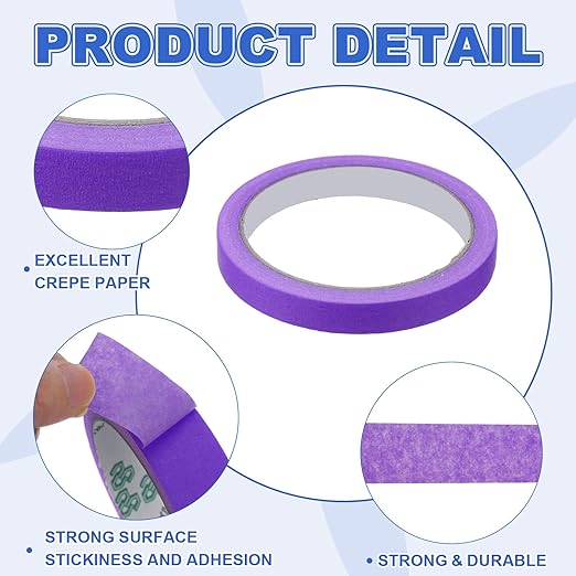 MECCANIXITY Masking Tape 0.5 Inch x 21 Yard Painter's Tape Purple Paint Tapes - Image 3