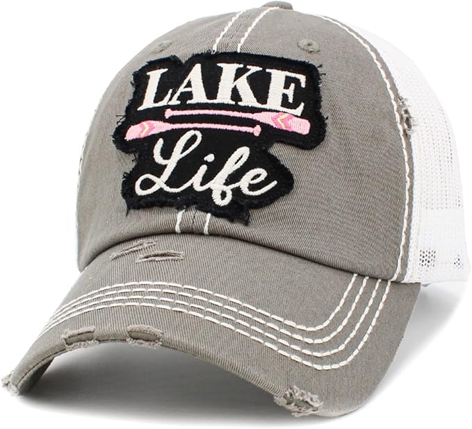 Funky Junque Distressed Vintage Baseball Cap - Embroidered Patch Women's Hat - Holiday, Lifestyle & Patriotic Designs