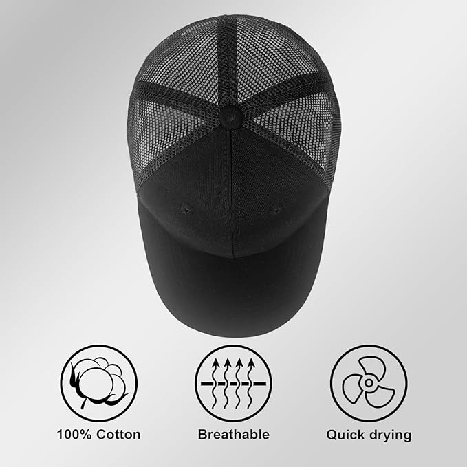 Embroidered Fishing Hats for Men, Birthday Father's Day Fisherman Gifts for Men Son Dad Husband Grandpa Adjustbale Mesh Fishing Trucker Hat Baseball Cap Black