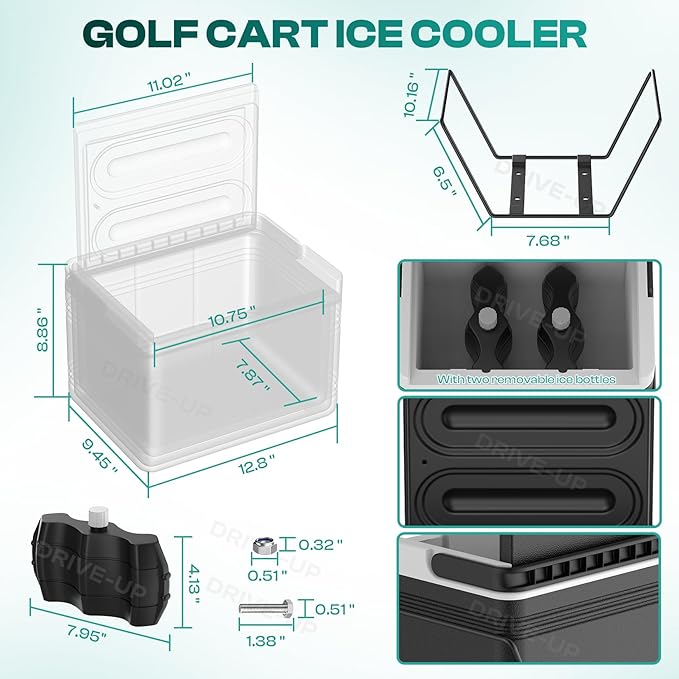 DRIVE UP Golf Cart Cooler, Golf Cart Cooler with Mounting Bracket Fits Club Car DS EZGO TXT and Yamaha Star Golf Carts