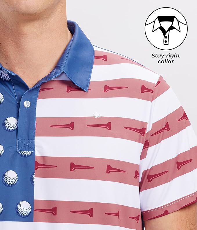 Tipsy Elves Men's Performance Golf Shirt - 4-Way Stretch, Quick Dry, Athletic Cut - Golf Polo