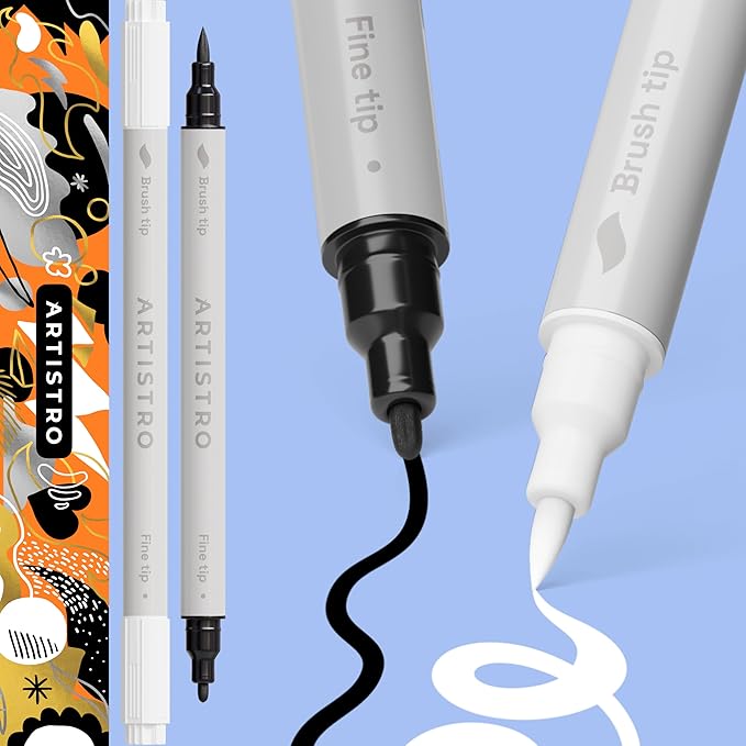 ARTISTRO 2 White Dual-Tip Acrylic Paint Pens by ARTISTRO