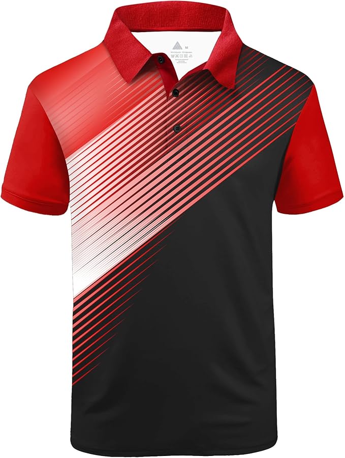 ZITY Mens Golf Shirt Short Sleeve Sport Moisture Wicking Performance Print Golf Polo Shirts for Men Collared Casual T-Shirt