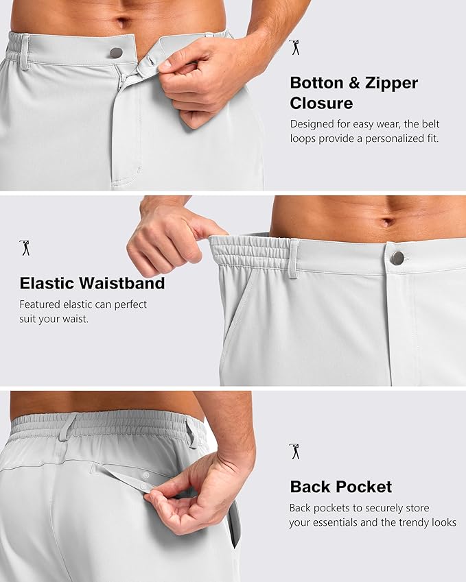Pudolla Men's Casual Shorts 7"/9"/5" Lightweight Golf Shorts with 3 Pockets Stretch Quick Dry Comfy Work Shorts