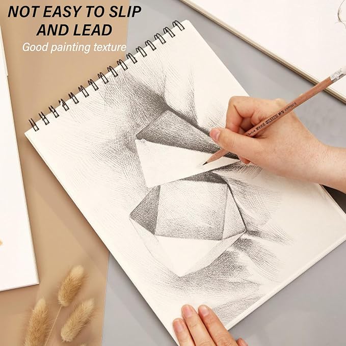 Cabreche Sketch Book Top Spiral Bound Sketch Pad, 9 x 12 inch, 100GSM Thick - Image 4
