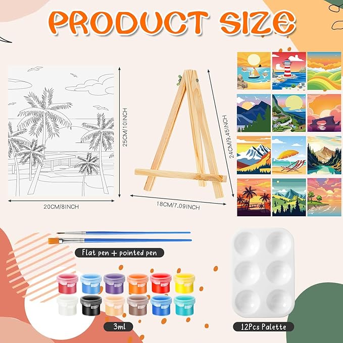 Zhanmai 12 Pack Pre Drawn Canvas - Image 2