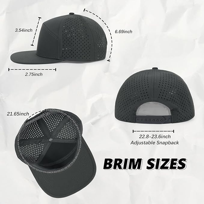 Quick Dry Baseball Cap Flat Brim Snapback Hat Sun and Rain Protection Golf Hat for Men Women