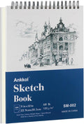 9" x 12" Sketch Book, Hardcover Sketchbook, Top Spiral Bound Sketch Pad by Ankkol
